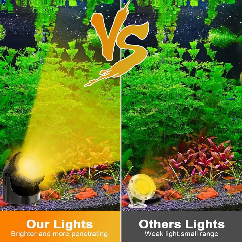 Srygery Underwater Pond Lights with Timer, 3200K Warm White Submersible LED Fountain Lights with IP68 Waterproof for Outdoor Ponds, Aquarium, Waterfalls, Pool, Garden, Yard (Set of 4) - Image 5